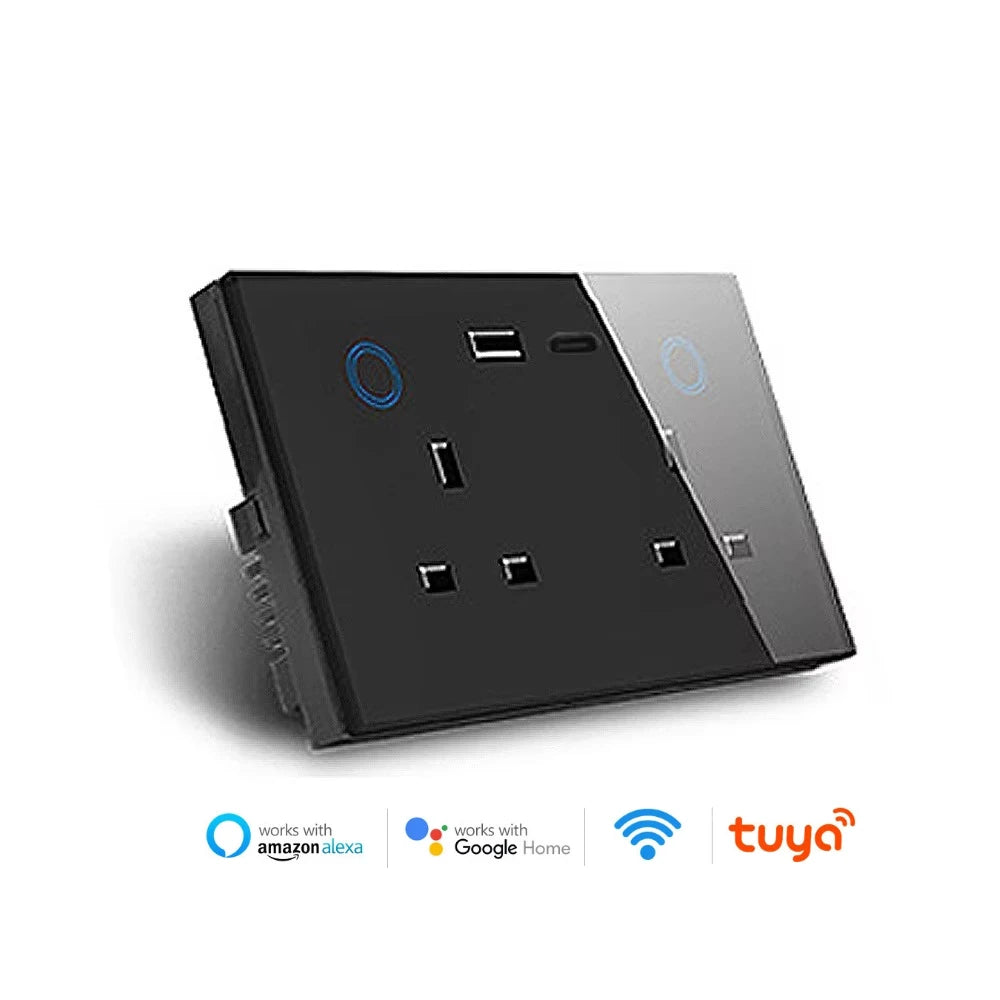 Smart WiFi socket UK Dual with USB-C 20W
