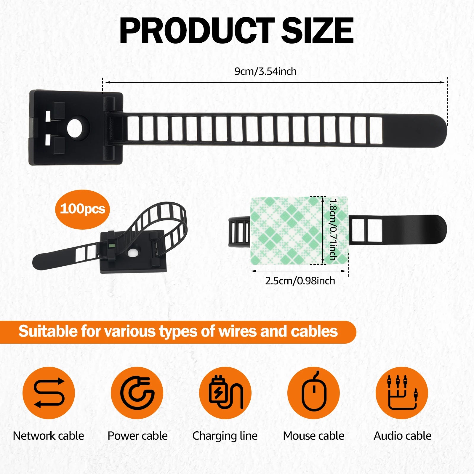 100 Stück selbstklebende Nylon Kabelbinder Set