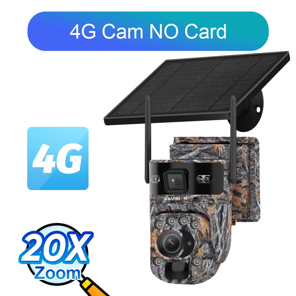 6K 4G Solar Security Camera with 20X Zoom & Tracking