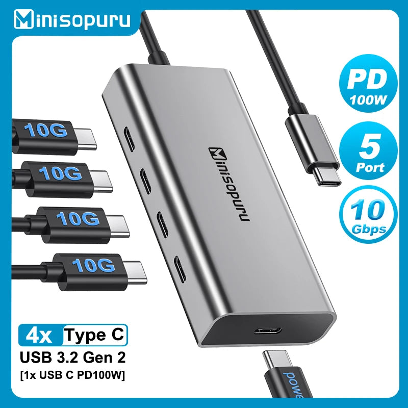 Minisopuru USB C Hub 10Gbps Adapter
