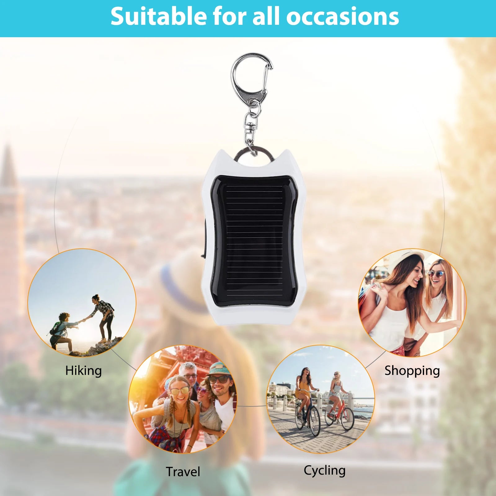 950mAh Keyring Solar Power Bank with LED
