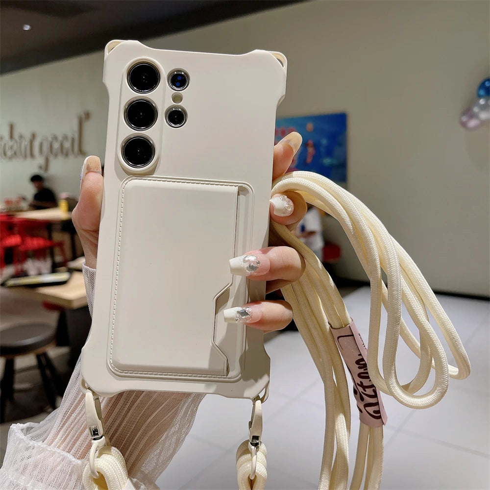 Luxus Crossbody Kartenhülle für Samsung Galaxy S25–S22