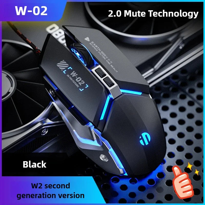 W2 USB Kabelgebundene Gaming Maus Metall Stil