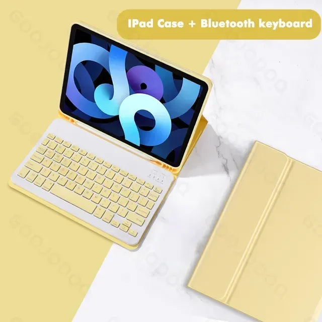 Bluetooth Tastatur & Maus mit Lederhülle für iPad 9.7–12.9 Zoll – Magnetisch & Stoßfest