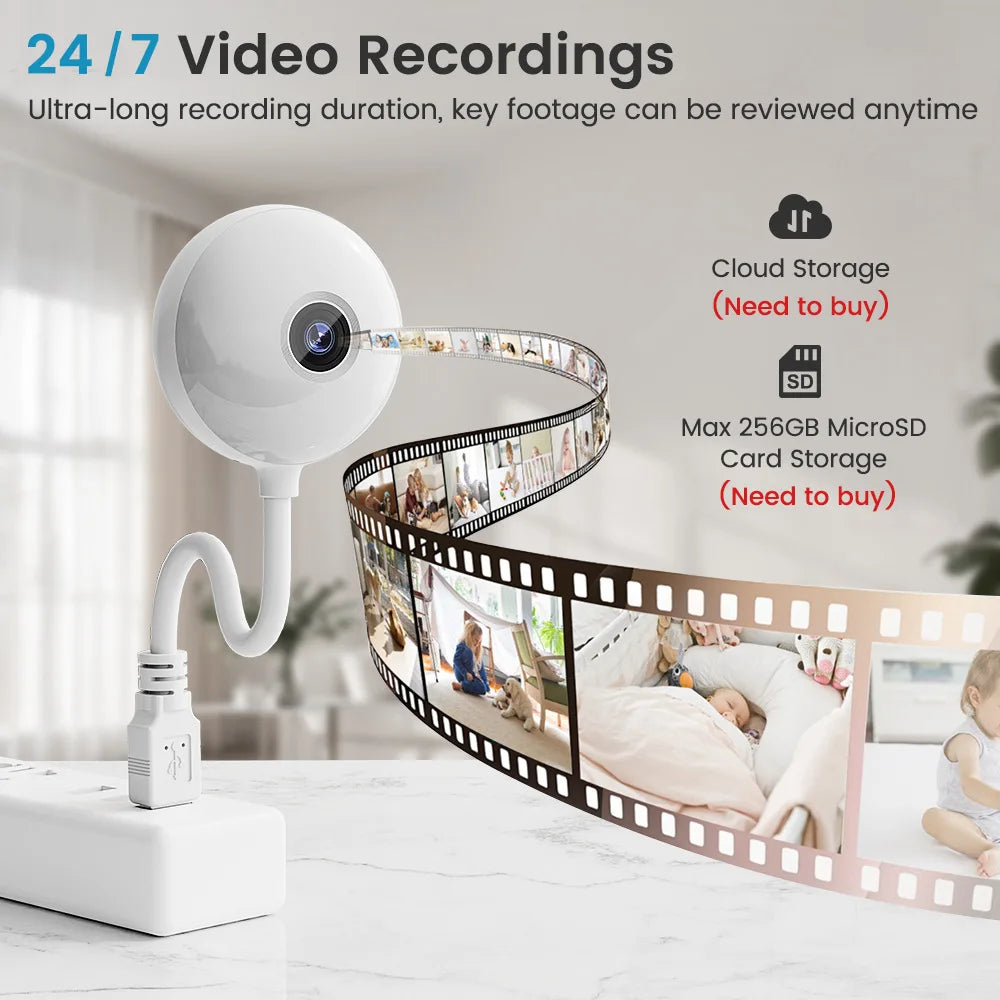 5MP Mini WiFi Babymonitor Kamera mit AI Tracking
