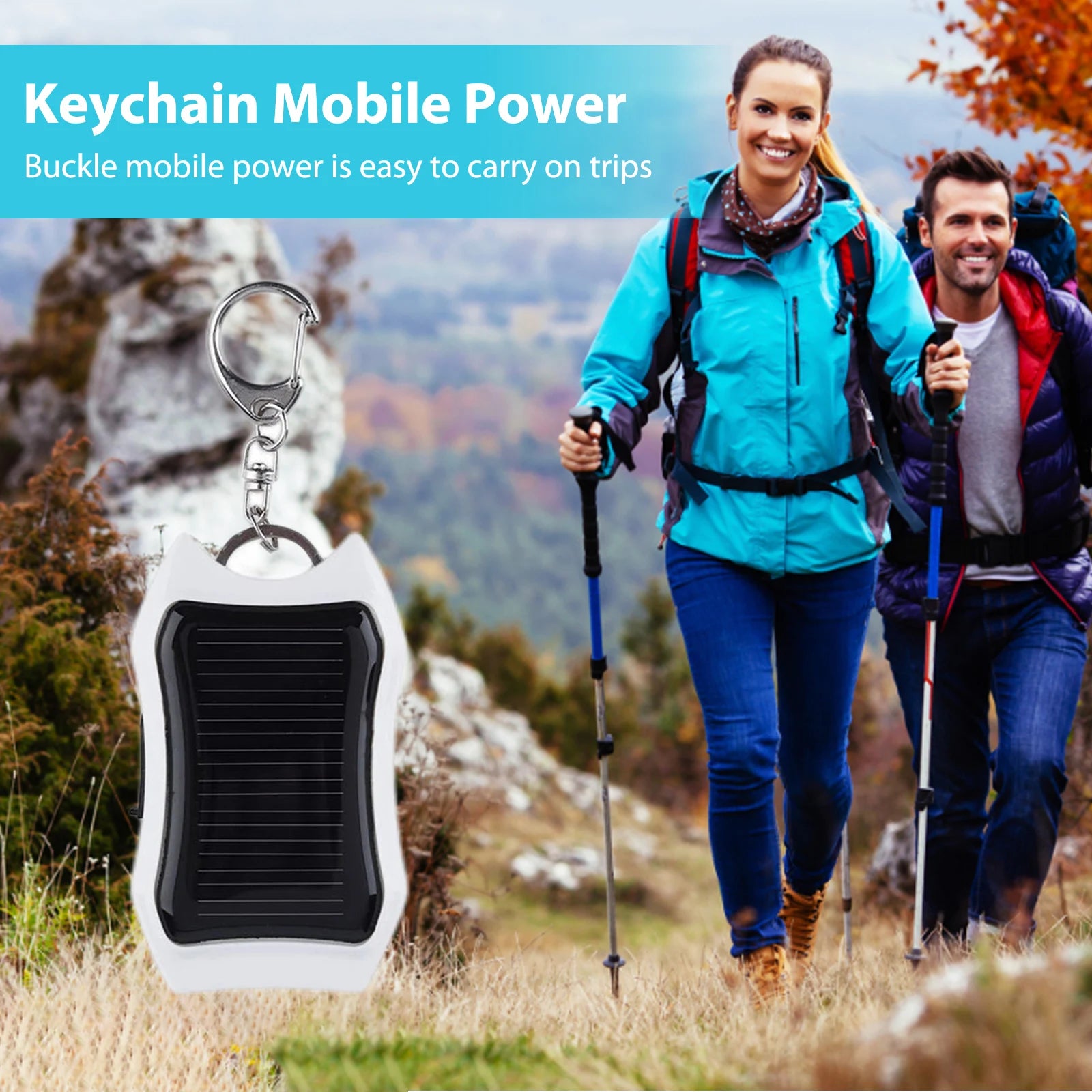 950mAh Keyring Solar Power Bank with LED