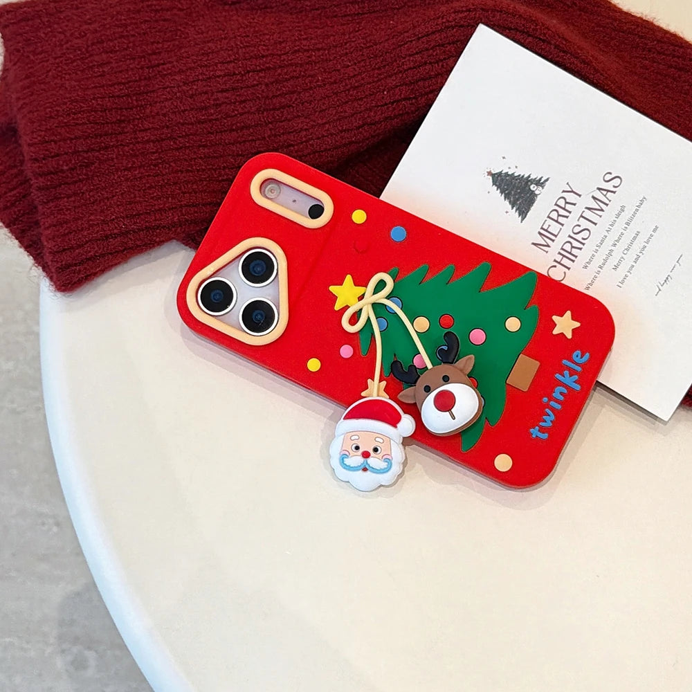Weihnachts 3D Cartoon Hülle für iPhone 17 und 16 aus Silikon