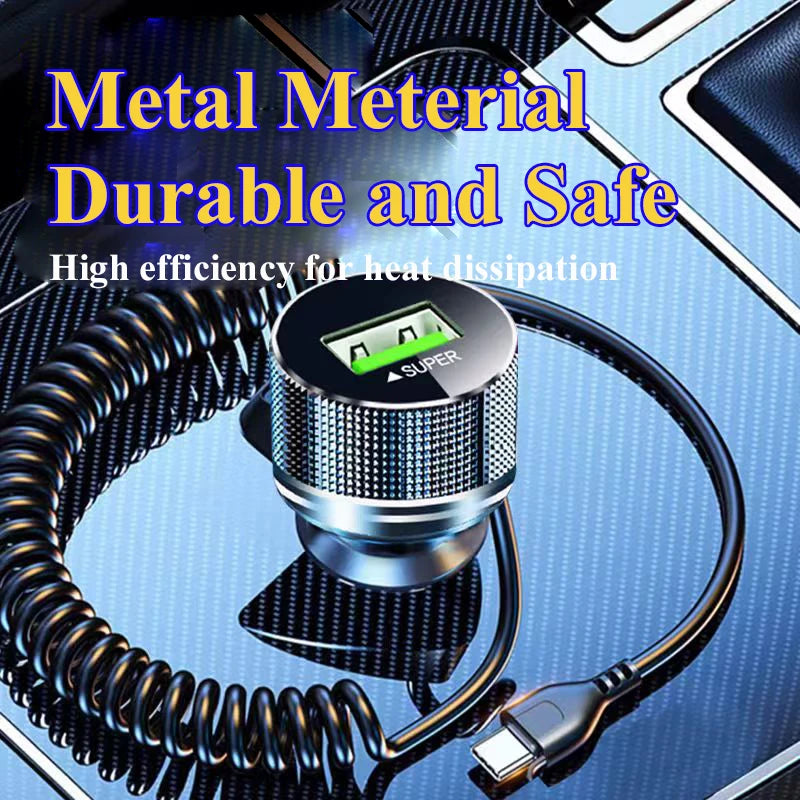 EDEBA 12V Metall USB Autoladegerät mit Typ-C Kabel