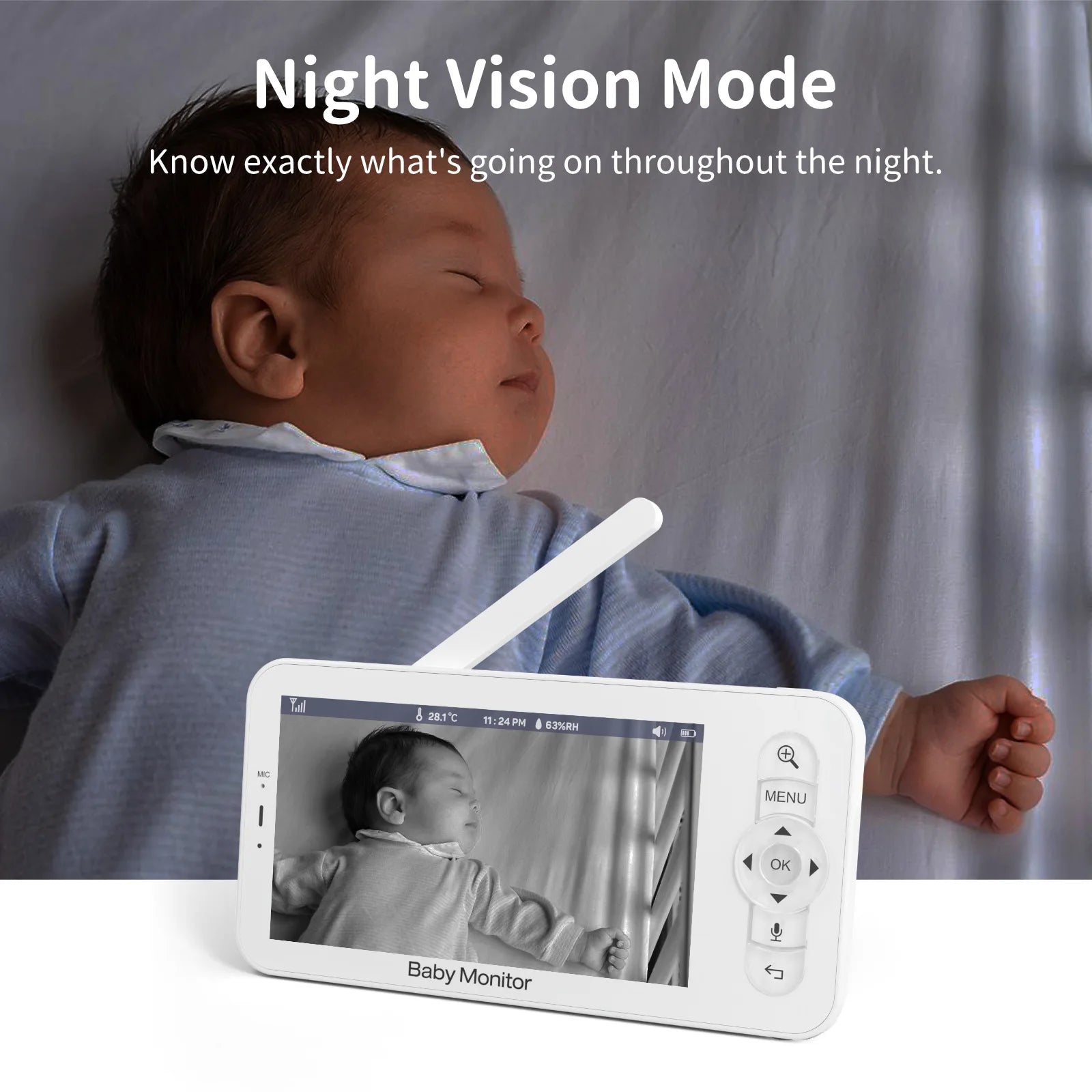HD WLAN Baby Monitor 5" LCD mit App & Schlaflieder