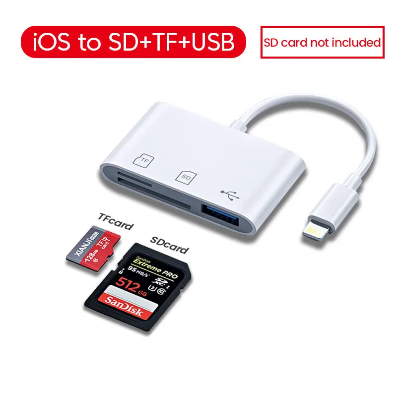 4-in-1 OTG Typ-C Lightning SD TF Kartenleser