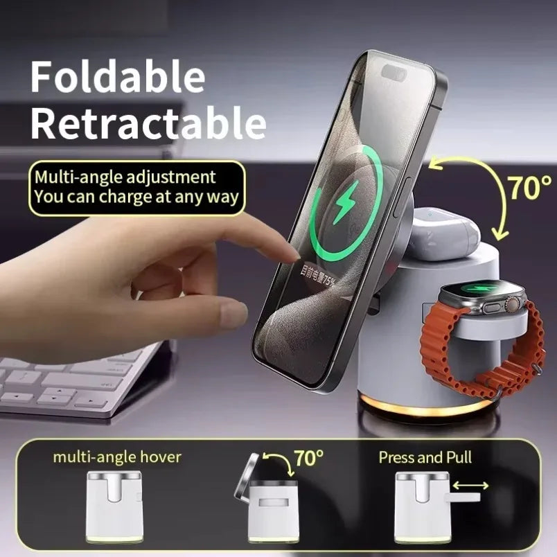 Qi2 3-in-1 Magsafe Ladestation mit Nachtlampe