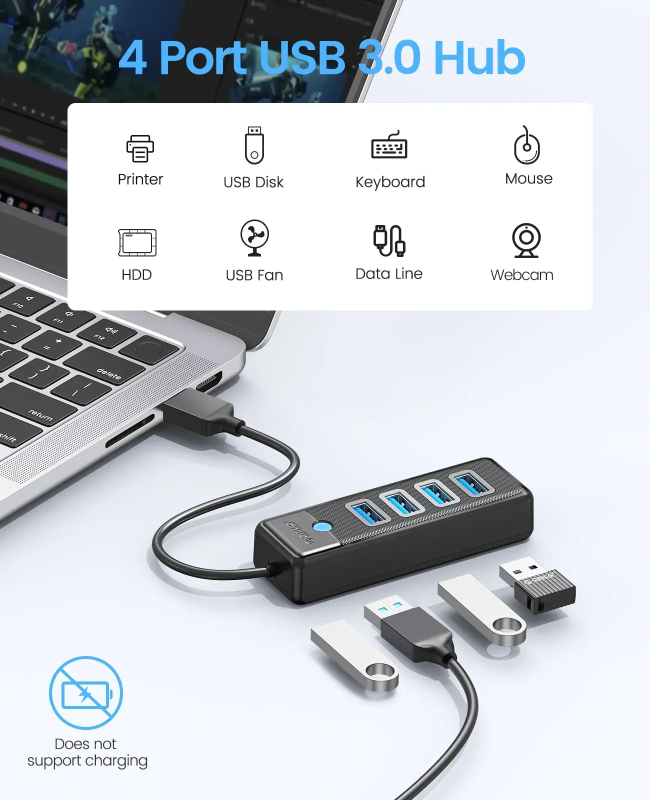 USB 3.0 HUB 4-Port Type-C Splitter