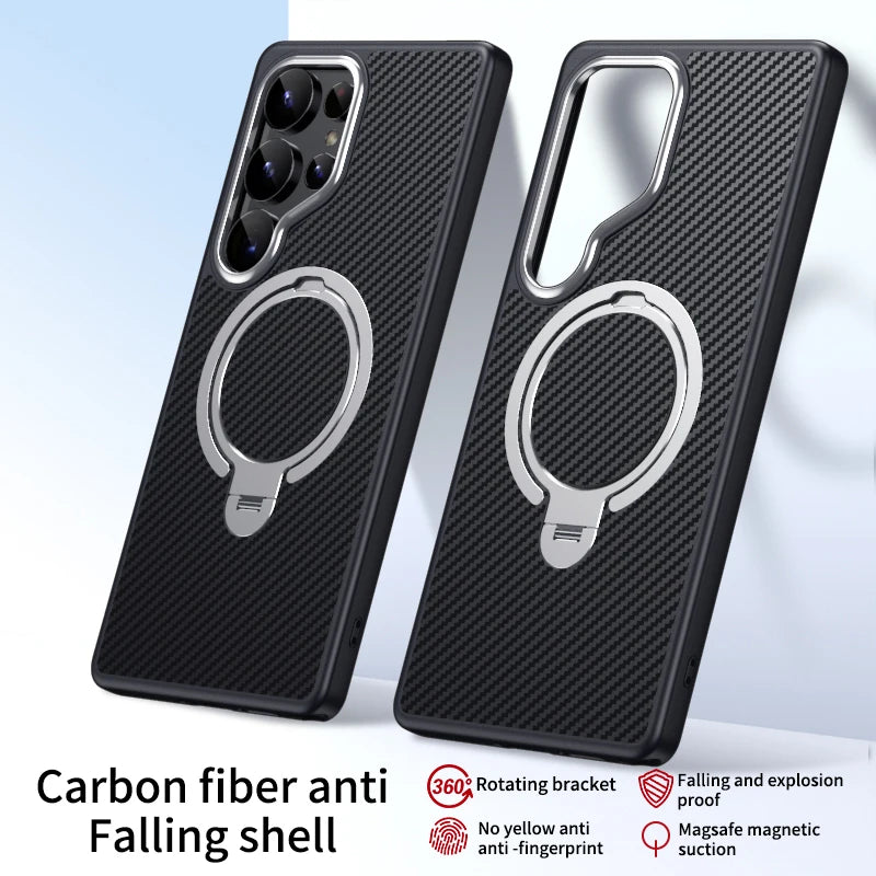 360° Carbon Magnethülle mit Ständer für Galaxy S25