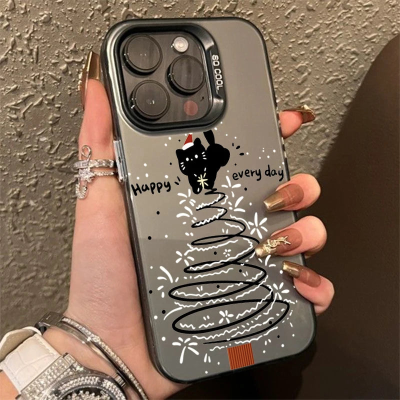 Weihnachts Schwarze Katze Handyhülle für Samsung S25