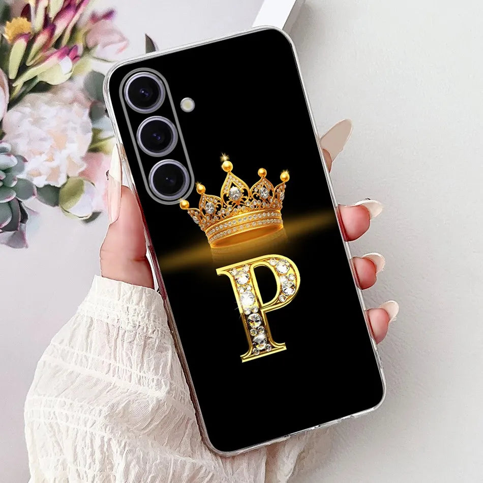 Galaxy S24 FE Hülle Krone & Brief Design Silikon