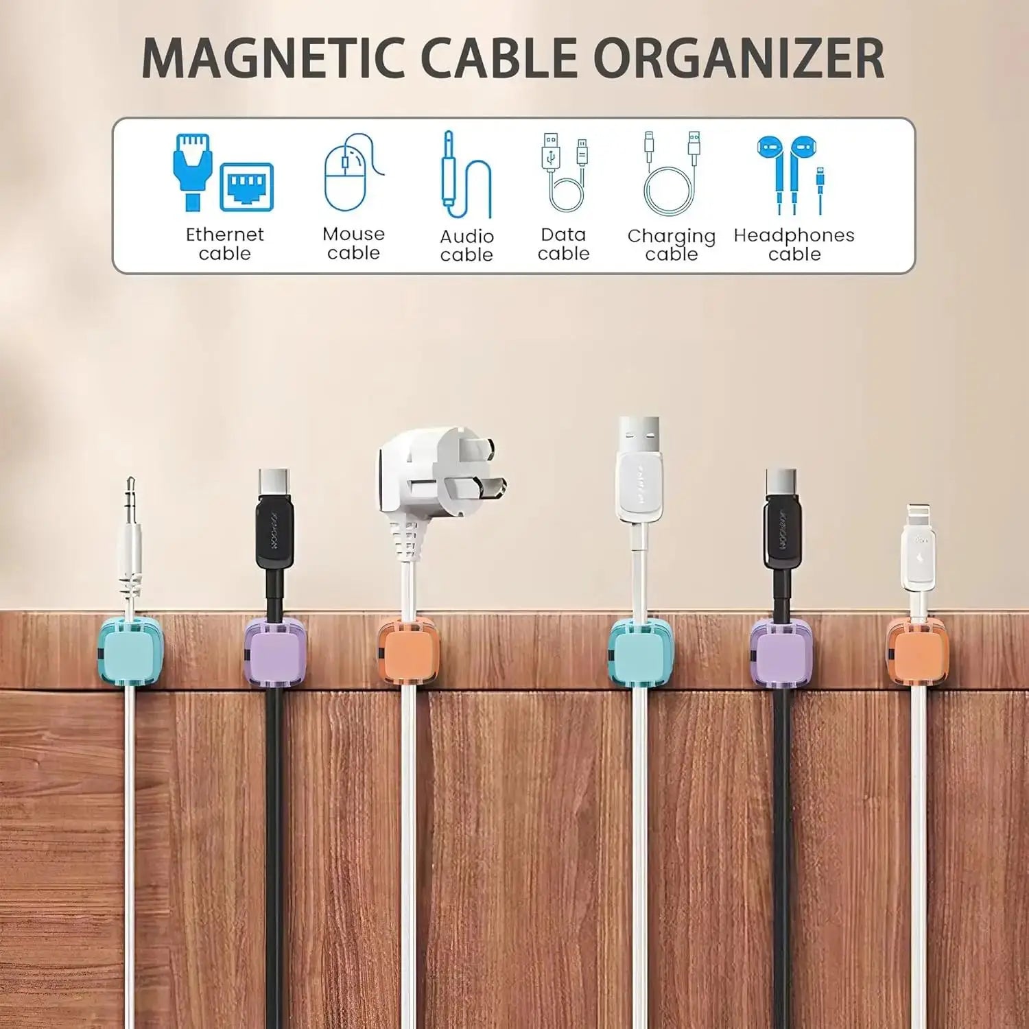 Magnetische Kabelclips USB 6 Stück Organizer