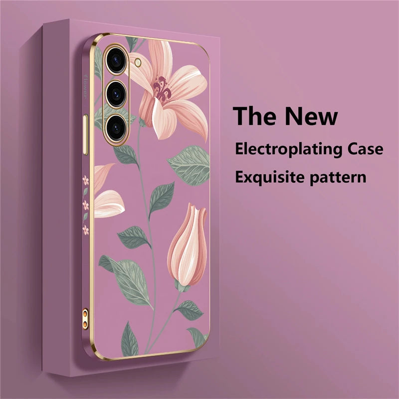 Silikon Hülle für Samsung Galaxy S24 Blumen Muster