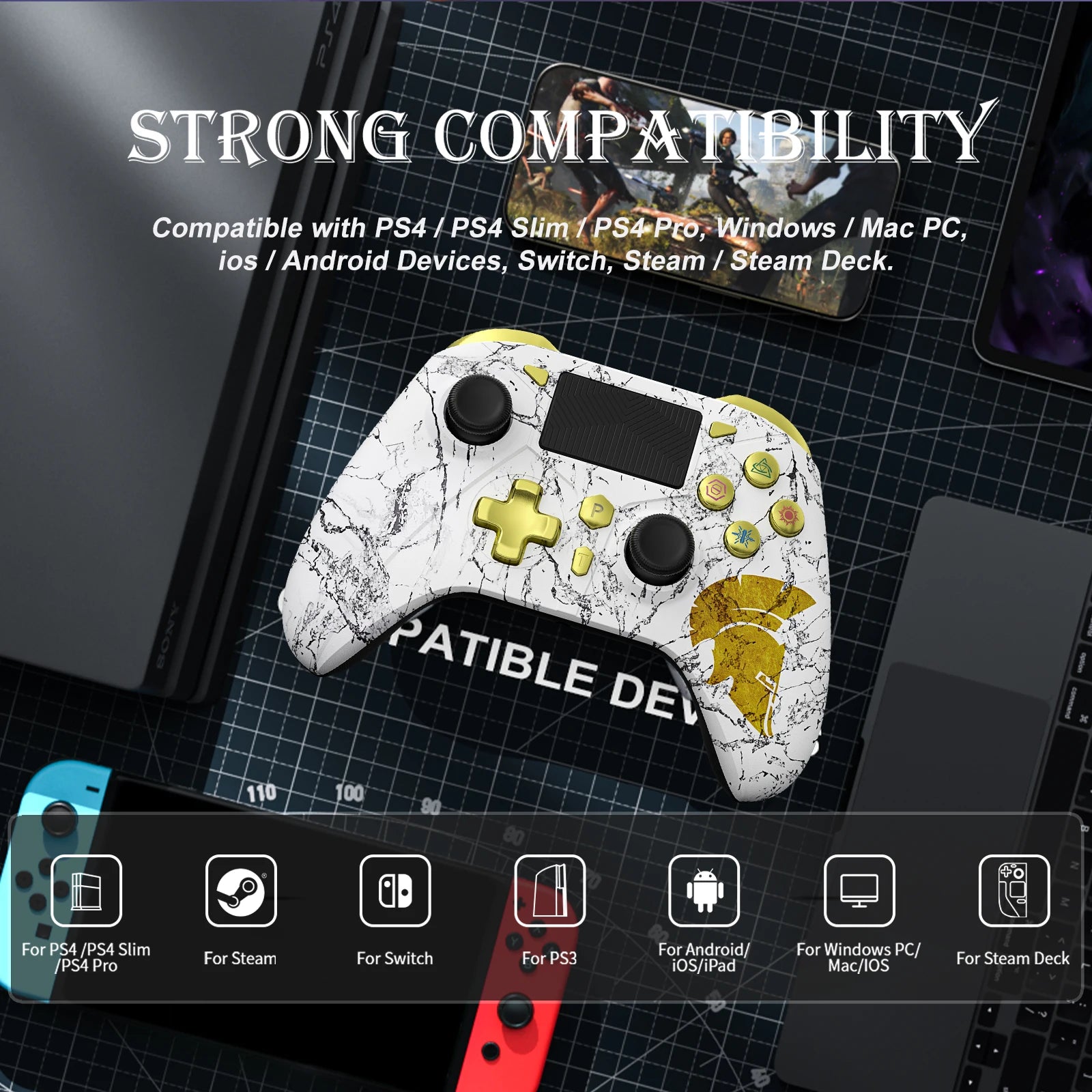 Multiplattform Bluetooth Controller mit Vibration