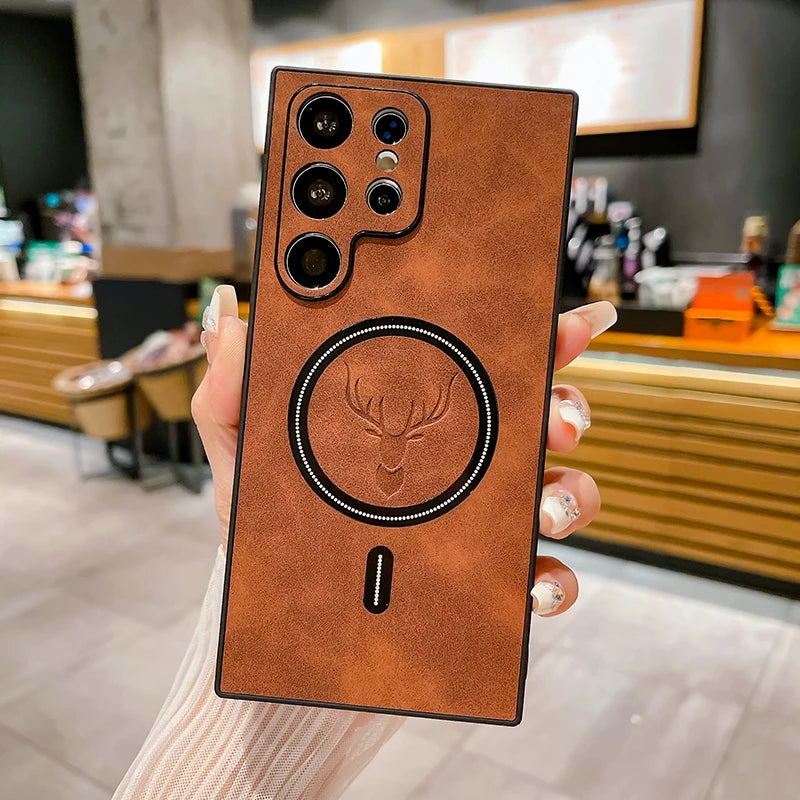 Luxus Leder Magsafe Hülle für Samsung