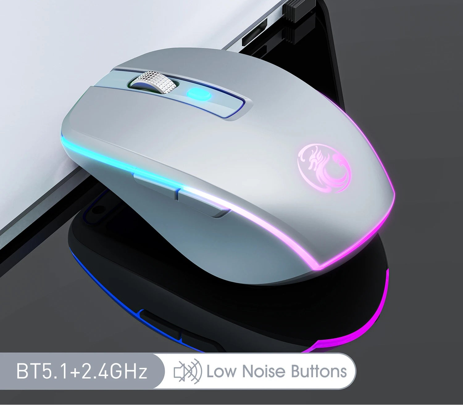 Kabellose Dual-Mode Maus RGB leise wiederaufladbar