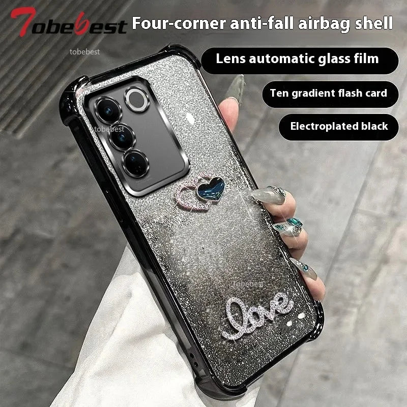 3D Love Glitzer Hülle für Samsung Galaxy S25