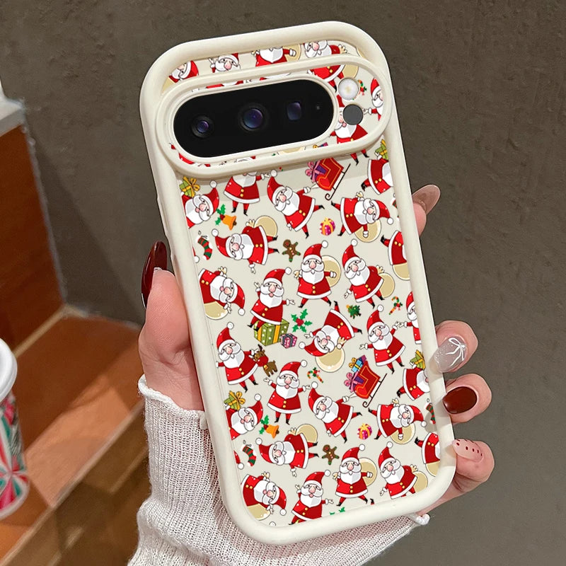 Weiche TPU Weihnachtshülle für Google Pixel 7 8 und 9 Serie stoßfest flexibel passgenau mit Hirschmotiv rutschfestes Silikon Case