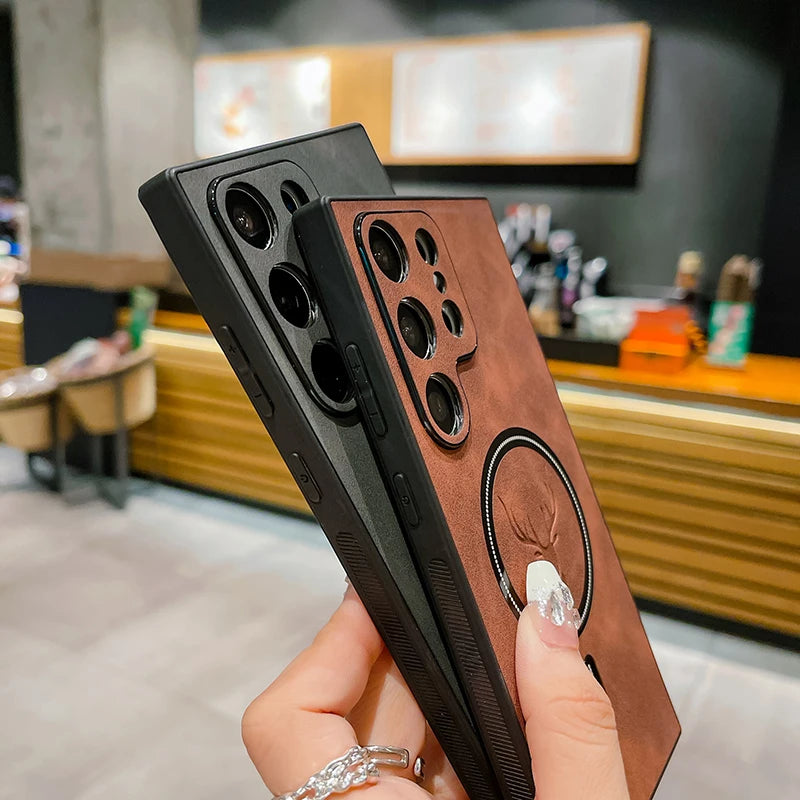 Luxus Leder Magsafe Hülle für Samsung