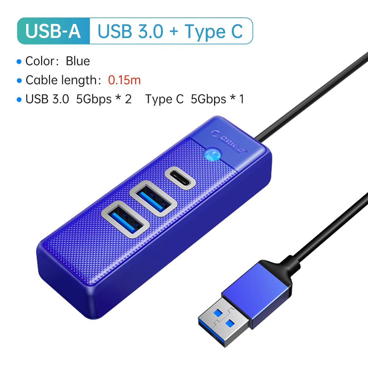 USB 3.0 HUB 4-Port Type-C Splitter