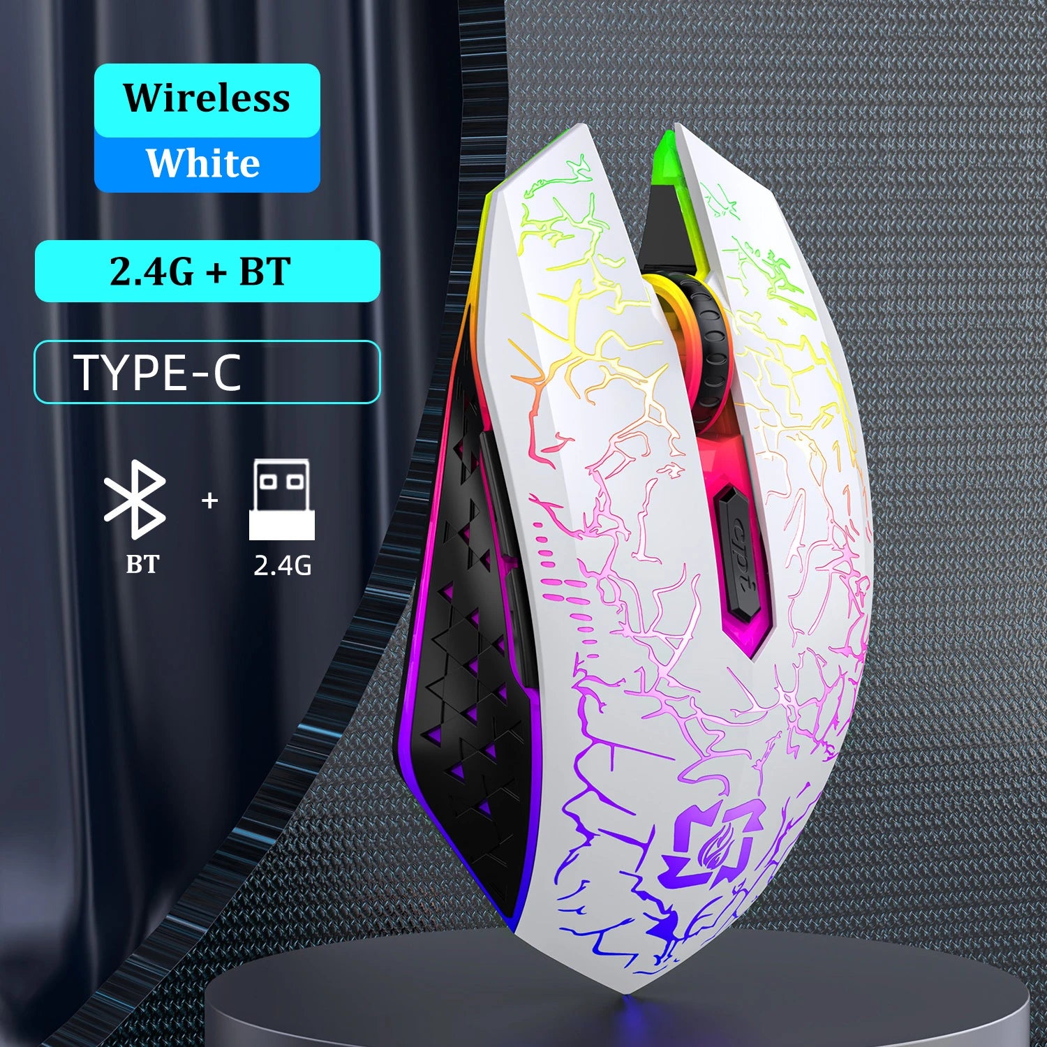 Bluetooth 5.2 Dual-Modus Gaming-Maus mit RGB