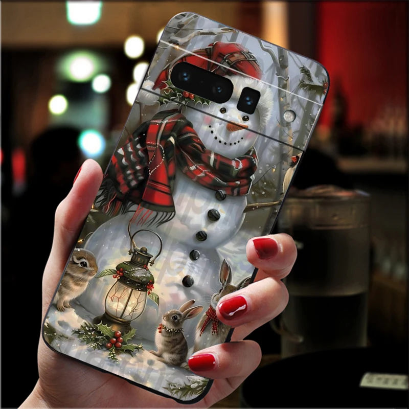 Weiche Weihnachts TPU Hülle für Google Pixel 8 9 und 10 Stoßfest Flexibel Rutschfest Langlebig Passgenau Silikon Case