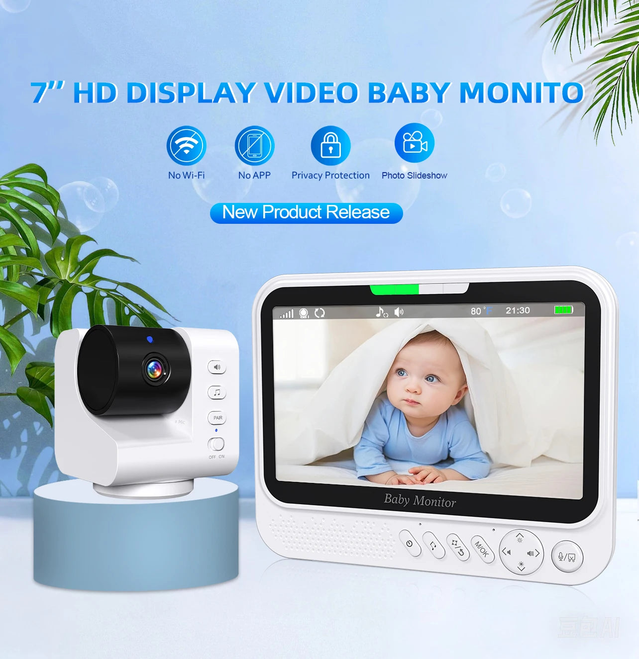 Video Babyphone 7" mit Kamera & Nachtsicht