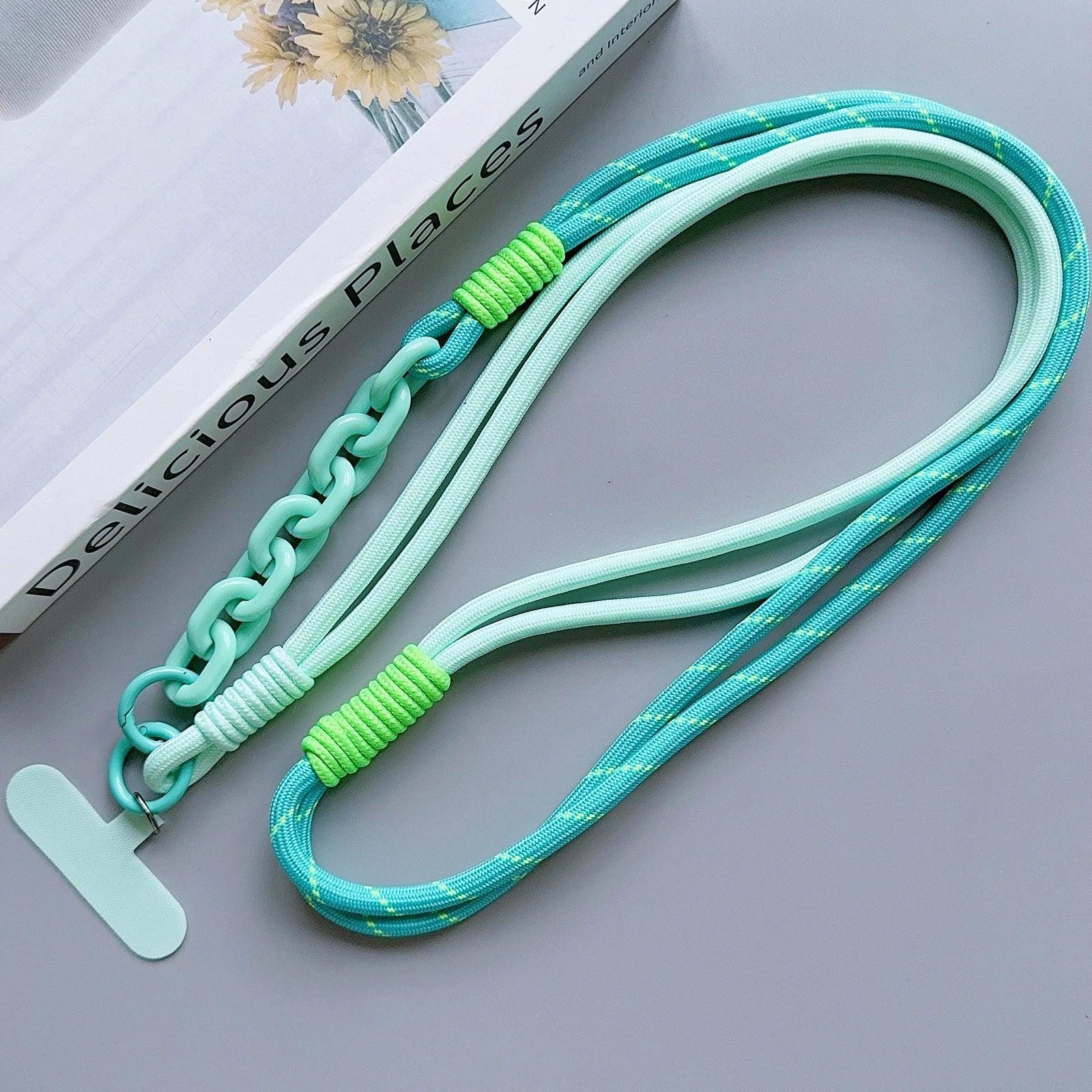 Verstellbares Leder-Handy-Lanyard mit Perlen