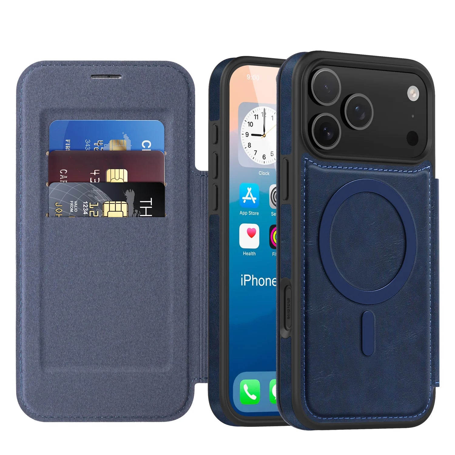 Luxuriöse RFID-blockierende Magnet Ledertasche für iPhone 17