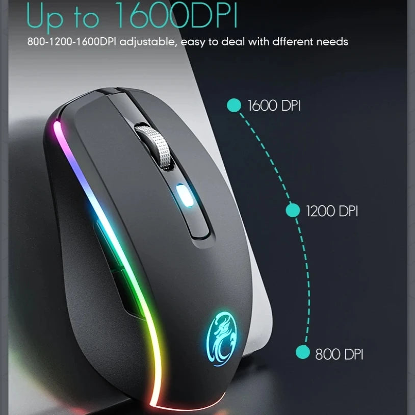 Kabellose Dual-Mode Maus RGB leise wiederaufladbar