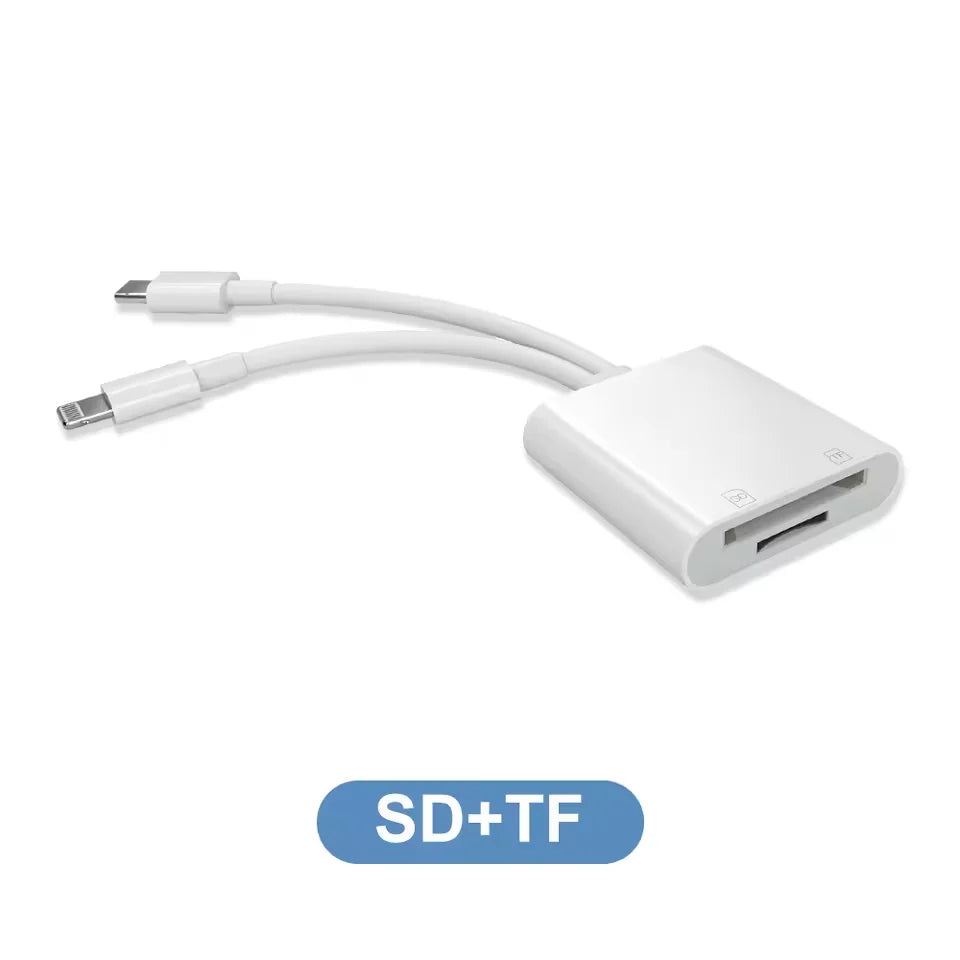 Dual-Port SD TF Kartenleser Lightning Typ-C Adapter