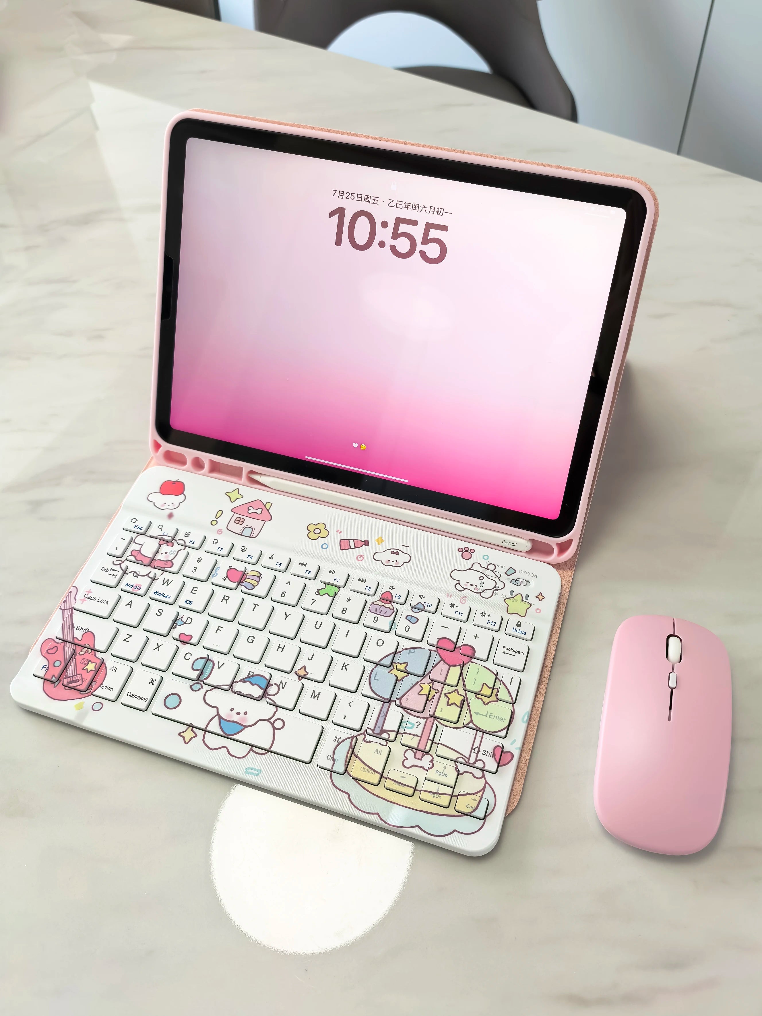 Pink Bluetooth Tastatur Maus iPad Case