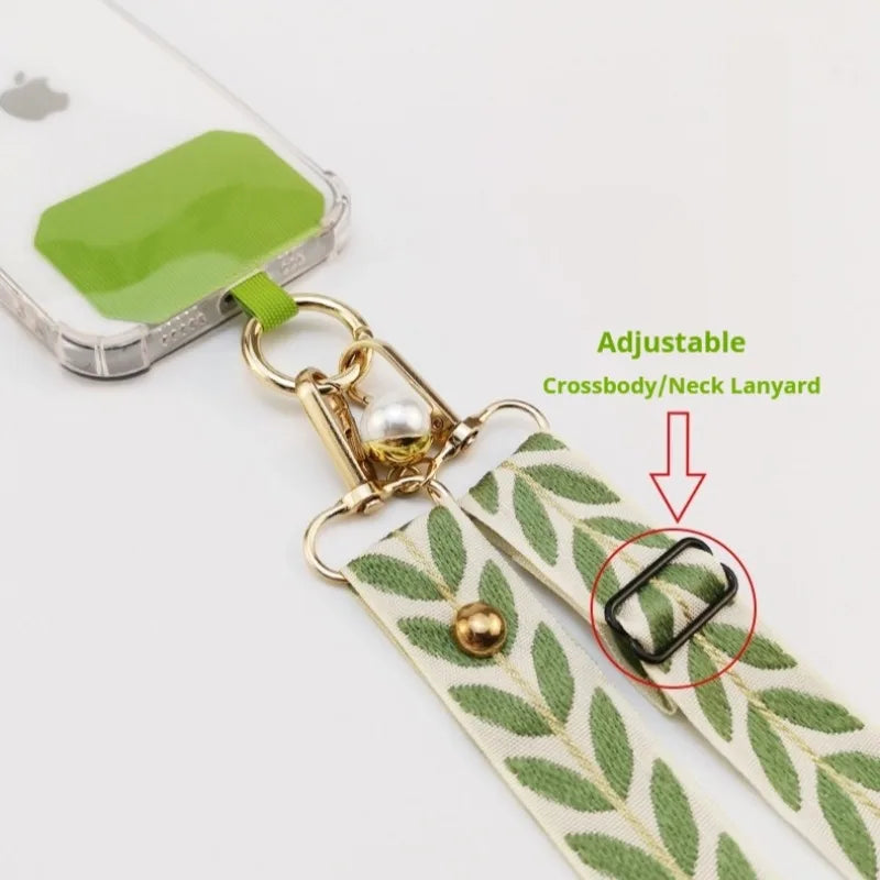 Verstellbares Blatt-Handy-Lanyard mit Perlen