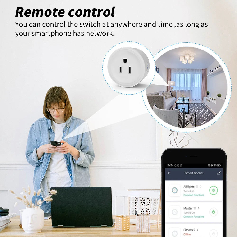 Smart WiFi Steckdose US 10A mit Timer und Alexa