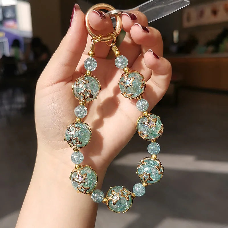 Kurzes Handgelenk Lanyard Sternen Himmel Perle Damen