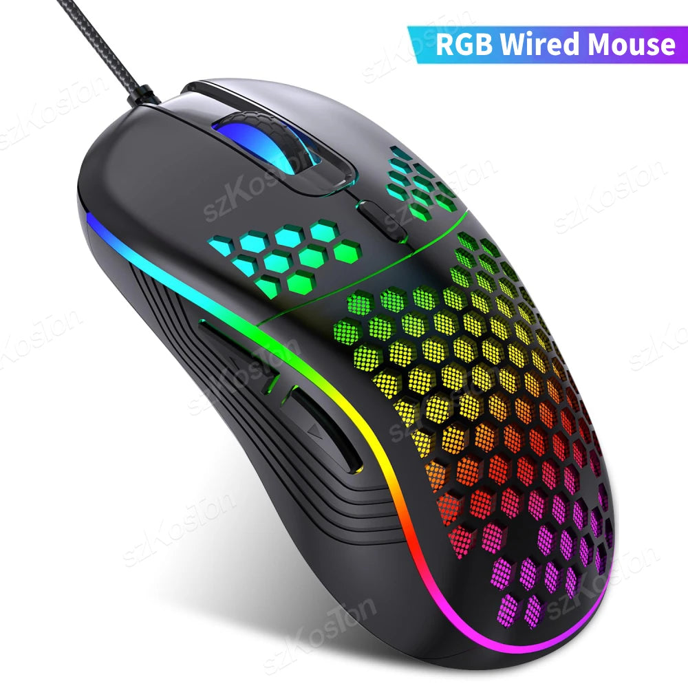 Ergonomische RGB Gaming-Maus mit 7200 DPI & Wabendesign