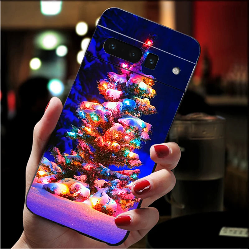 Weiche Weihnachts TPU Hülle für Google Pixel 8 und 9 Serie stoßfest flexibel rutschfest langlebig passgenau weihnachtliches Silikon Case