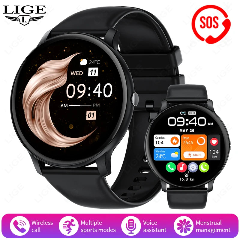 LIGE 2025 Smartwatch mit Bluetooth-Anruf & Fitnessfunktionen