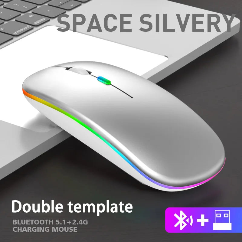 Kabellose Dual-Modus Maus, Bluetooth, RGB, Ergonomisch
