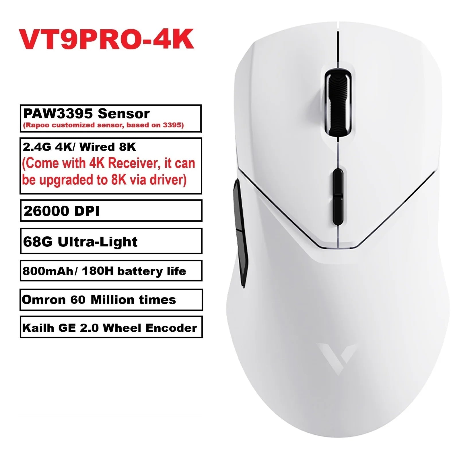 Ultraleichte Gaming-Maus 26000 DPI mit Dual-Modus