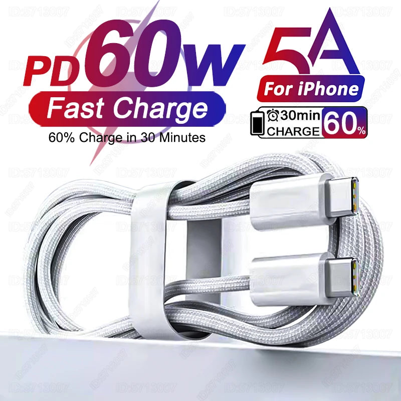 PD 60W Fast Charger USB-C to Type-C Cable