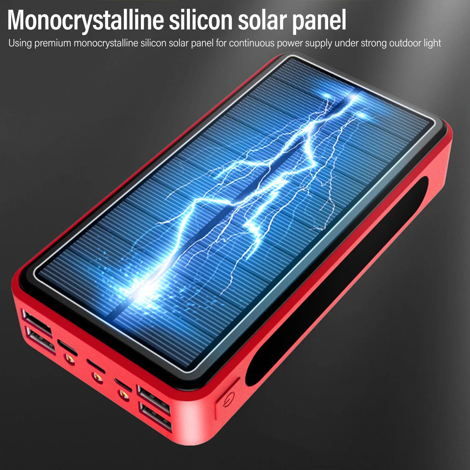 Solar Powerbank 50000 mAh mit LED & USB-Alu-Case