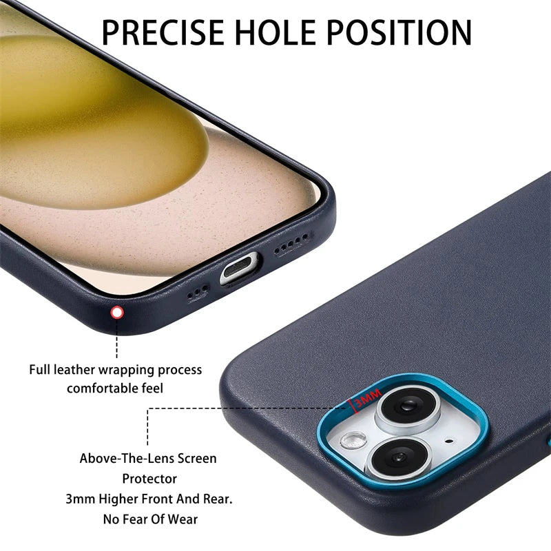 MagSafe leather case with magnet for iPhone 17 series