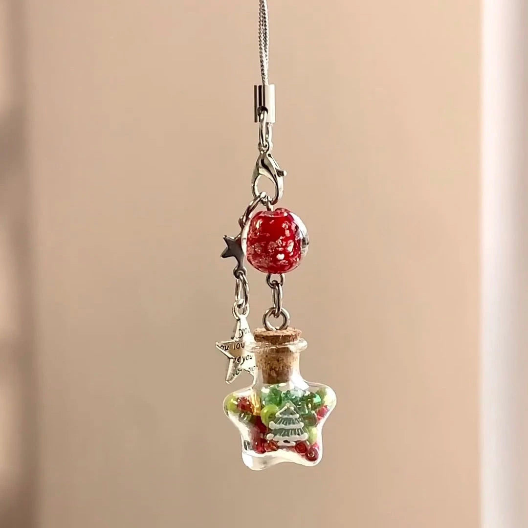 Weihnachtsstern Handy-Anhänger mit Wunschflasche