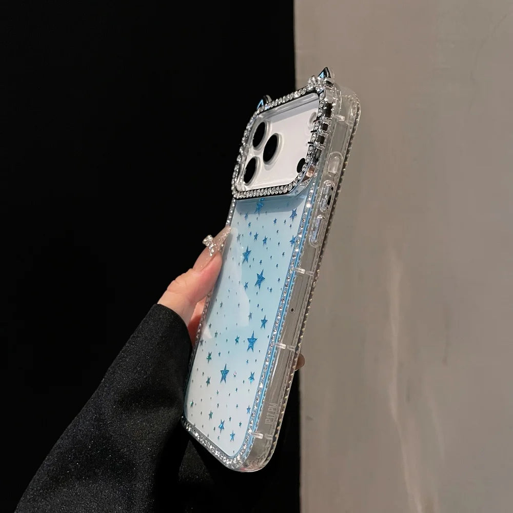 Luxuriöse Glitzer Katzenohren Hülle für iPhone 17 Pro Max