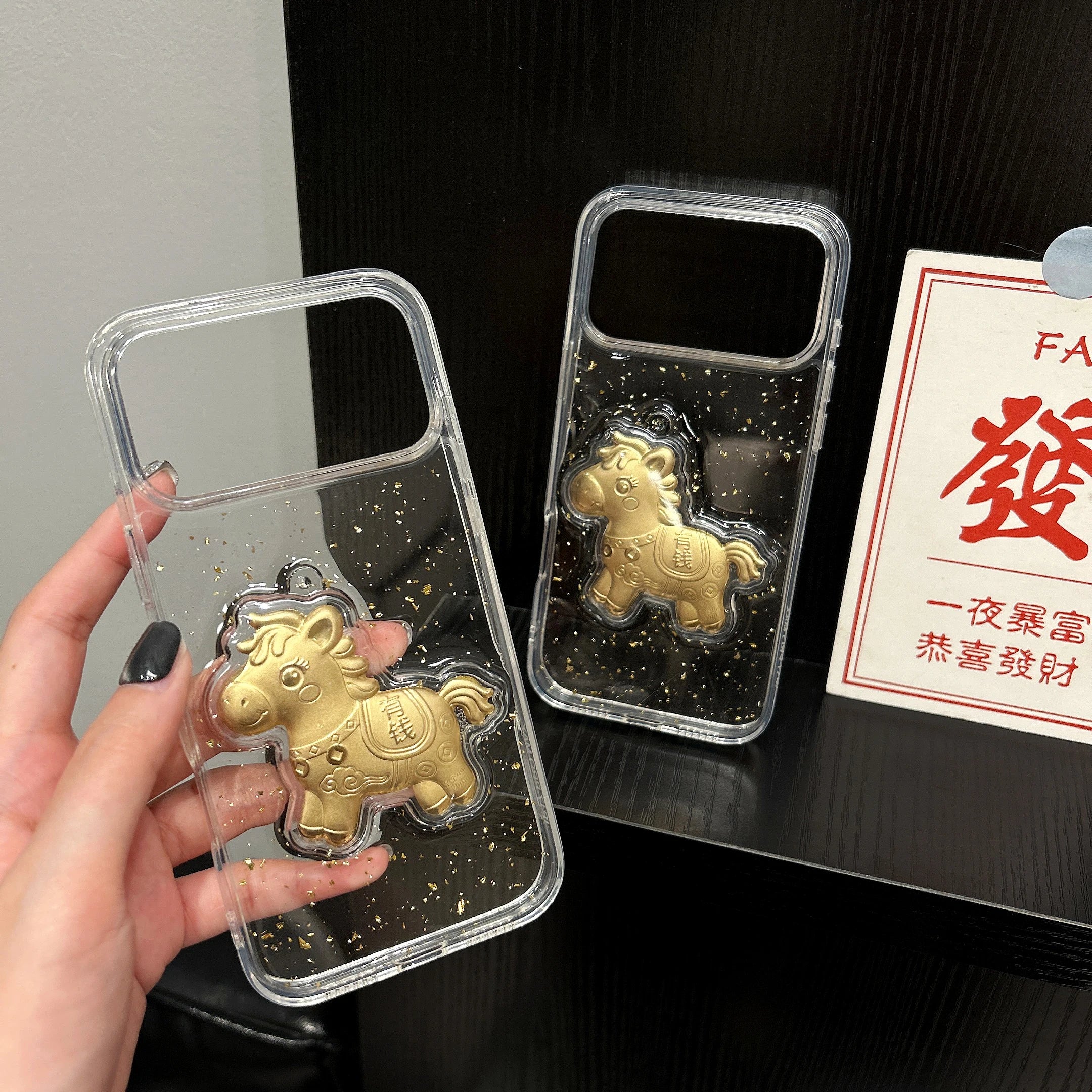 3D Goldfolie Cartoon Glitzer Hülle für iPhone 17 Pro Max